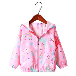 Full Sleeve Girls Jackets Unicorn Rainbow Girls Coats Flower Print Spring Autumn Kids Jackets Childrens Clothes Bunny Outwear