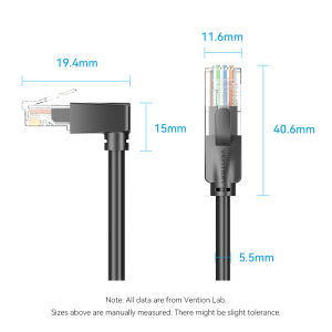 Vention | Vention Ethernet Cable Cat6 UTP 90 Degree Downard Right Angle Patch Cord for Laptop Router TV Box Printer USB HUB RJ45 Internet
