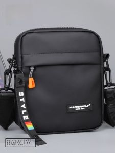 กระเป๋าสะพายข้างผ้าไนลอน HUNTERWOLF ขนาดเล็ก สไตล์ลำลอง กระเป๋าสะพายข้างผู้ชาย กระเป๋าใส่โทรศัพท์มือถือแบบลำลองสำหรับเยาวชน