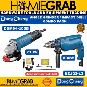DONG CHENG ANGLE GRINDER 710W 4" + DONG CHENG ELECTRIC IMPACT DRILL 500W COMBO PACK‼️