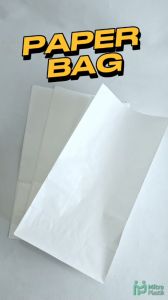 Paper Bag 235 x 125 + 8 Putih Kantong Kertas SOS Polos Bungkus Roti Donat Gorengan Kentang Ecer