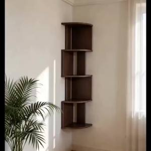 5-Tier Wall Mounted Corner Shelf Brown Floating Corner Shelves for Bedroom Living Room Bathroom Storage Organizer