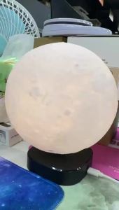 Levitating Moon Lamp Magnetic Floating Moon Lamp 3D Print Spinning Luna Night Light with 3 Color Mode for Home Office Desk Decor
