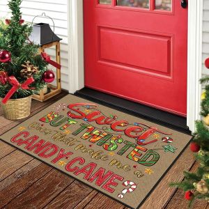 VIKAMA Xmas Welcome Mat Rustic Plaid Leopard Trees Farmhouse Front Rug Soft Non Slip Washable Happy New Year Home Decor