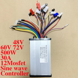 48V 60V 72V 500W Sine Wave Controller Three-Mode 12MOS Tube Maximum Current 30A for Electric Bicycles Motorcycles Scooters