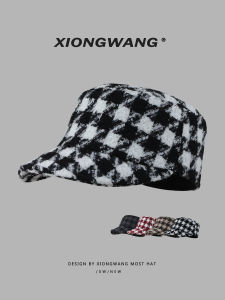 XIONGWANG | Chic Houndstooth Beret Felt Face Slimming Cap