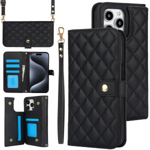 Card Case For iPhone16 pro max Mobile Phone Case With Diagonal Strap lanyard Wallet Bag Case Flip Leather Case With Card Holder Casing Cover For Apple iPhone 15 Pro Max 14 16 Plus 14 pro max 13 pro max 11 12 Pro Max X XR XS MAX 13 Mini Cards Slot Case