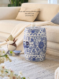 New Chinese Vintage Blue and White Porcelain Stool