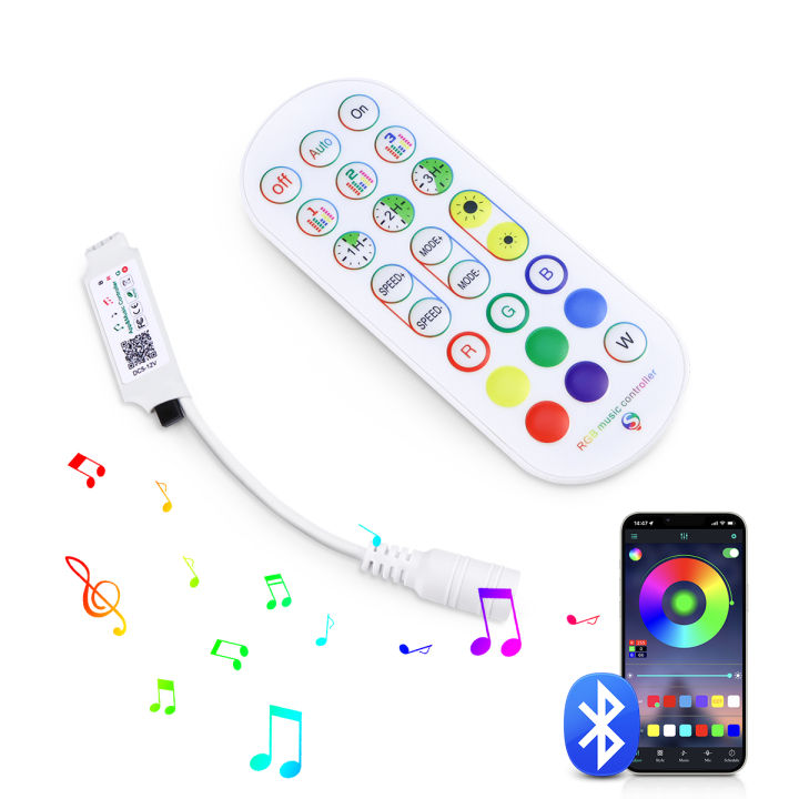 Smart Bluetooth RGB LED Controller DC12V-24V Wireless Remote Control ...