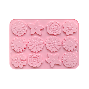 แม่พิมพ์ซิลิโคนช็อคโกแลตรูปดอกไม้ 12 หลุม เหมาะสําหรับคุกกี้ DIY แม่พิมพ์ช็อคโกแลต ลูกอม แม่พิมพ์ตกแต่งเบเกอรี่เค้ก