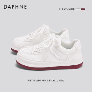 Daphne Womens Casual Shoes round Toe Thick Bottom Heightening Leisure Tie-Up White Sneakers Comfortable Inner Material