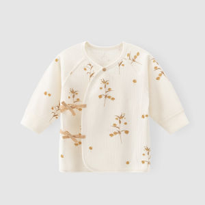 Wooden Cotton Spring Autumn Newborn Baby Wrap Shirt Long Sleeve Monastic Style Clothing Warm Belly Protection for Infants