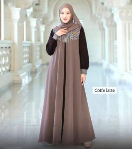 Gamis 2 Layer Brukat Model Abaya Maroon Terbaru Fashion Muslim Perempuan Dewasa
