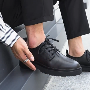 Microfiber Lace Up Mens Leather Work Shoes Soft Mens Shoes Rubber Sole Slip Resistant Outdoor Shoes For Man