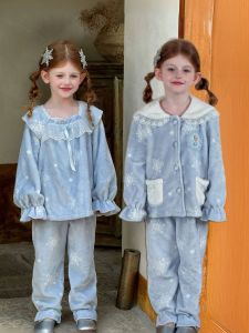 Long Sleeve Elsa Flannel Girls Pajama Set