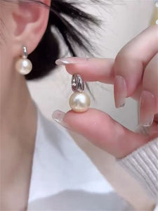 French Vintage Pearl Earrings Womens Elegant Clip Design Luxury Sensation Small Fragrance Style Fashion Jewelry Accessories