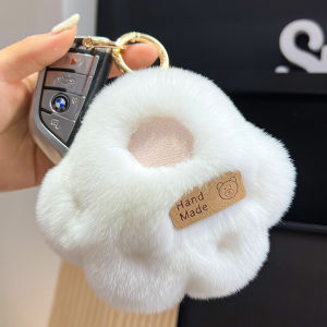 น่ารัก พวงกุญแจรถอุ้งเท้าหมีของเล่นตุ๊กตาระดับไฮเอนด์ < Ne2> กระเป๋าหนังสือตุ๊กตาแขวนเครื่องประดับของขวัญวันเกิดน่ารักขนกระต่ายจริง