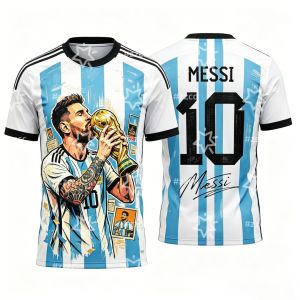2026 Messi No.10 football jersey fan commemorative gift Summer Sports Mens T-Shirt Kids Clothing Tee Woman cycling jersey ﻿