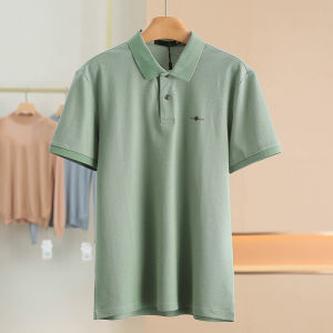 Mens Casual Silk Short Sleeve T-shirt Breathable Comfortable Flip Collar Summer New Style Standard Fit Fashion Urban Wear