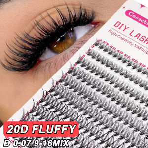 200 Clusters 9-16 Mixed D Curl Cluster Eyelash Extensions Natural Curl Soft Fluffy Newbie Friendly Home Wear Reusable
