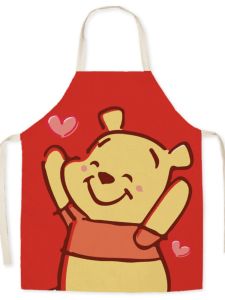 Adorable Winnie the Pooh Adult Apron Cartoon Fabric No-Sleeve Waist Apron for Kitchen Home Use Restaurant Suitable