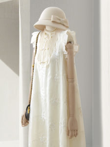 Elegant Embroidered Midi Dress Womens Summer New Style Ultra Fairylike Rice White Flying Sleeve Dress Korean Style Loose Waist