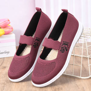 Beijing Ladies Flat Cloth Shoes Breathable Mesh Slip-On Anti-Slip Soft Bottom Casual Footwear for Middle-Aged And Elderly