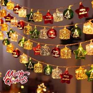Christmas Ball Lights Snowflake Santa Xmas Tree Hanging Pendant Ornaments Christmas Decorations for Home New Year