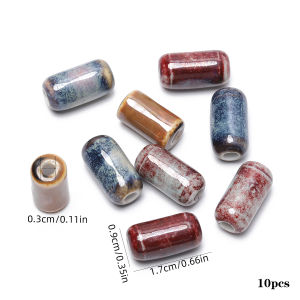 17*9mm Cylindrical Tube Floral Glaze Ceramic Beads DIY Handmade Porcelain Barrel shape Bead for Jewelry Making Accessories 10Pcs