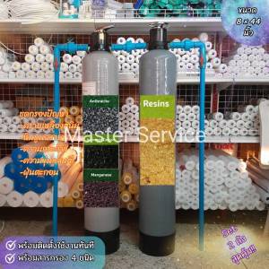 ถังกรองไฟเบอร์ set 2 ถัง 8 นิ้ว× 44 พร้อมสารกรองครบทุกชนิดครอบคลุมทุกปัญหาของน้ำ