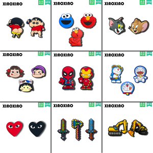 Bộ Ba Đôi Phụ Kiện Trang Trí Crocs DIY Hoạt Hình Cho Giày Crocs Có Lỗ Trang Trí Nút Giày Hoa