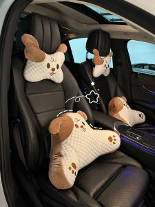 Automotive Headrest Neck Pillow a Pair of Female Driver Pillow Cute Puppy Lumbar Support Waist Cushion Car Vehicle Pillow Cushion