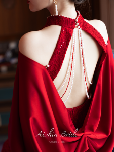 Eshini New Chinese Style Wedding Dress Womens Sleeveless Qipao Evening Gown Customizable Bridal Gown Zipper Back Embellished