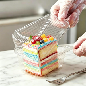 【100Pcs】 K58 Slice Cake Container Clamshell Transparent Disposable Single Slice Triangle Cake Box Plastic Dessert Clamshell Containers