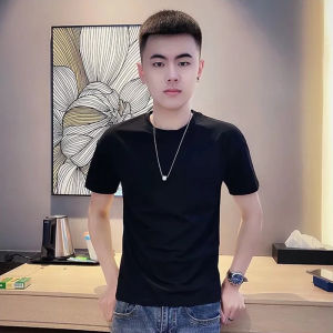 Stylish Slim Fit Mens Cotton T-Shirt White Short Sleeve Breathable Comfortable Half Sleeve Body Shape Youth Fashion Summer T-Shirt