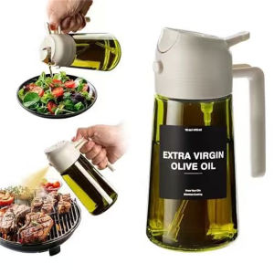 16oz/470ml Olive Oil Dispenser for Kitchen with Stickers - 2 in 1 Olive Oil Sprayer for Cooking Air Fryer and Salad