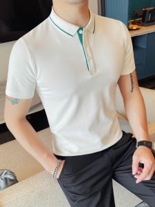 Áo Thun Polo Nam Tay Ngắn Thoáng Khí Thời Trang Mùa Hè Cổ Polo Màu Tương Phản Đơn Giản Đa Năng Thường Ngày Chất Liệu Polyester