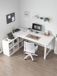 มุมโต๊ะคอมพิวเตอร์ตู้หนังสือแบบบูรณาการรูปตัว L นักเรียน โต๊ะเขียนหนังสือห้องนอนเฟอร์นิเจอร์สํานักงาน Modern Minimalist ดีไซน์