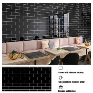 Wall Stickers Decorative Walls Paper Living Room Adhesive Wall Wallpaper 40cm Black Brick Pattern Waterproof and Anti Fouling