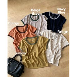 YUEZHONGWEI | Breathable Backless Loose Color Block T-shirt