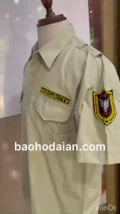 Áo bảo vệ ngắn tay vải kate ford thấm hút mồ hôi màu xanh vỏ đâu kèm 2 logo tay ngực- Hình thật