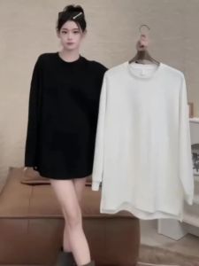 เสื้อยืดสีขาวผู้หญิงเสื้อตัวในทรงหลวมแบบใหม่ฤดูใบไม้ร่วงปี2023เสื้อแขนยาวนักเรียนแมทช์ลุคง่ายเสื้อผ้าผู้หญิงแฟชั่น #77