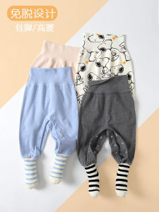 Baby High Waist Warm Belly Protection Pants Spring Autumn Winter Click Clack No Need to Strip Baby Footed Sleep Pants Thickened Dervo