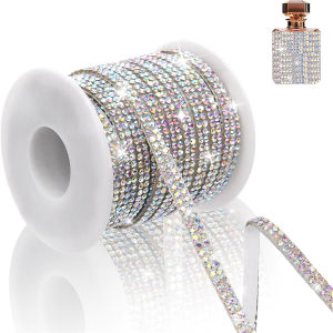 5 Yards Self-Adhesive Rhinestone Strip Tape 2 Rows Crystal Diamond Ribbon Sticker for DIY Crafts Car Wedding Clothing Hat Decor