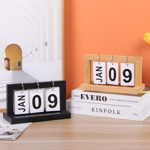 Talao Desk Calendar Wooden Home Decoration Simple Style Room Decoration Creative Desktop Calendars Black