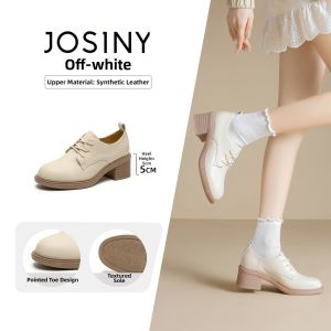 Josiny | Commuter British Style Womens High Heel Shoes Black Leather 1 Pair