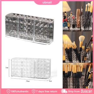 3 Compartment Transparent Makeup Brush Holder Storage Acrylic Organizer Make-up Tools Storage Box Beauty Brushes Case