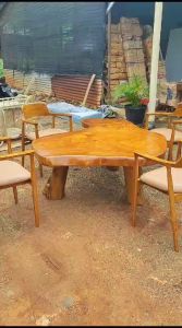 Meja trembesi alami kombinasi kursi Hiroshima antikan