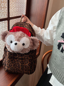 Túi Đeo Vai Đôi Hoạt Hình Dễ Thương Daffy Bear Túi Học Sinh Dung Tích Lớn Họa Tiết Da Báo Túi Học Sinh Túi Đeo Vai Bằng Da PU