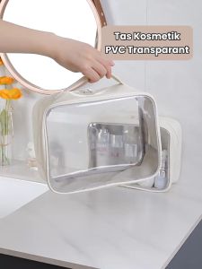 Tas Kosmetik PVC Kapasitas Besar / Make Up Pouch / Makeup Bag / Pouch Travel / Tas Make Up / Tempat Make Up Transparant Anti Air